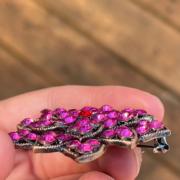 Purple flower brooch pin signed JG - Picture 9 of 9